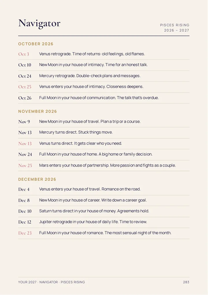 Date navigator page